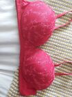 Ladies 42A Marks And Spencer Wireless Red Bra New Contrasting Pink Embroidery