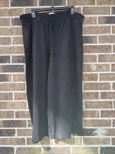 Cloth and Stone Black Wide Leg Flowy Drawstring Capri Pants Women XL - Picture 1 of 10