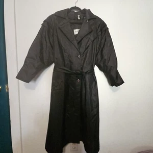 Vintage 1990's British Mist 14P Black Trench Coat Detective Grunge Gothcore - Picture 1 of 14