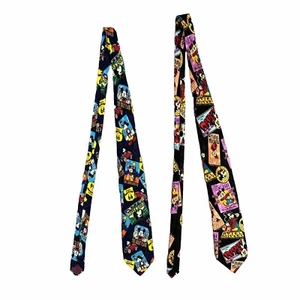 2 Mickey Mouse Vintage 100% Silk Ties by Mickey, Inc Adult Route 66 & World Park - Picture 1 of 14