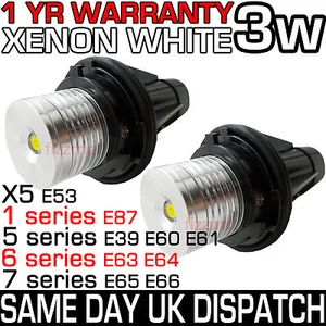 BMW Angel Eye Halo Ring Marker Side Light Xenon White LED Bulb Canbus Error Free - Picture 1 of 1