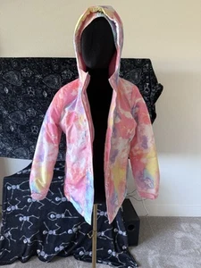The Place Kids Snowboarding Jacket Size Large 10/12 Tie Due Pastel Girls - Picture 1 of 8