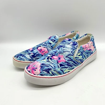 Zapatos informales sin cordones Lilly Pulitzer Julie de lona para mujer talla 10 azul tropical Foto 1 de 4
