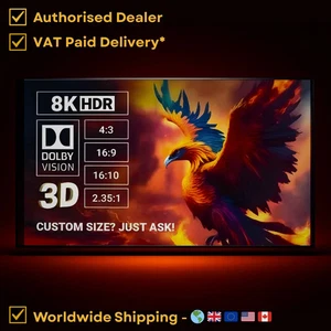 Acoustic Projector Screen Pro-White 80-200 inch 8K Fixed Frame - Phoenix Screens - Picture 1 of 7