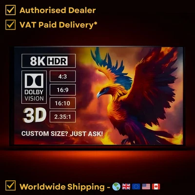 Acoustic Projector Screen Pro-White 80-200 inch 8K Fixed Frame - Phoenix Screens - Image 1 of 4