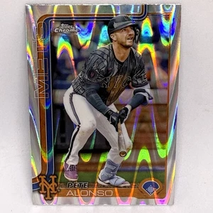 2025 Topps Chrome Baseball Pete Alonso Raywave Refractor #136 New York Mets - Picture 1 of 2