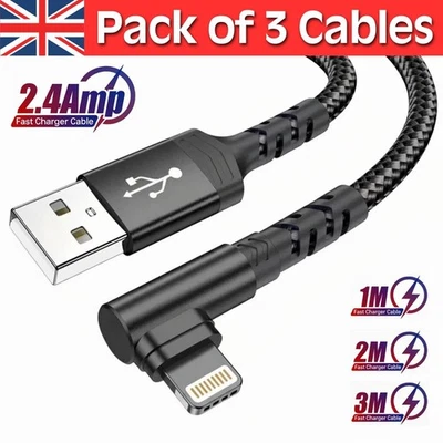 Heavy Duty Braided Long USB Fast Charger Cable Lead For iPhone 14 13 12 11 X 7 8 - Image 1 of 4