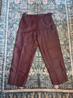 Terry Lewis Luxuries Womens Leather Pants Plus Size 20 Burgundy High Rise Moto - Image 1 of 4