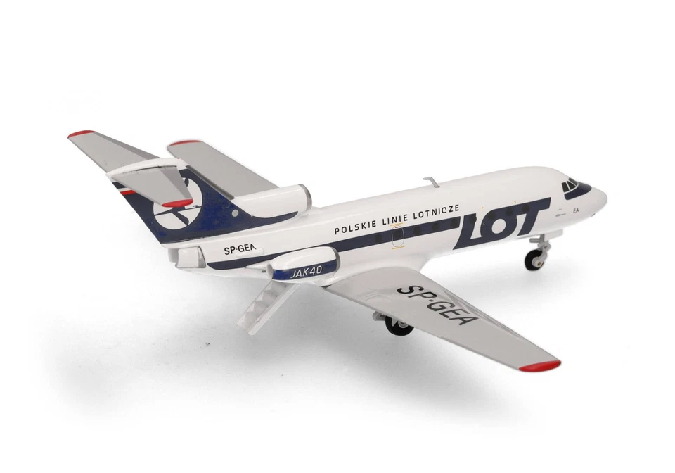 Herpa 573139 - 1/200 LOT Polish Airlines Yakovlev Yak-40 - SP-GEA - Neuf