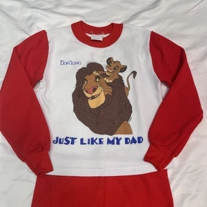 Vintage Wormser Disney’s The Lion King “Just Like My Dad” Thermal Pajama Set 90s - Picture 1 of 9