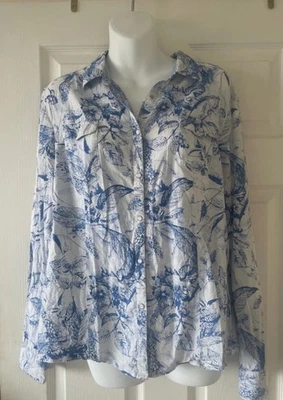 Redoute Creation Blue and White Cotton Shirt Size 18 Excellent - Image 1 of 4