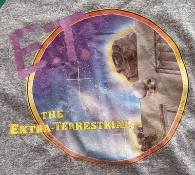 E.T. vintage años 80 Camiseta Extra Terrestre Raglán Talla S Universal Puntada Única Foto 1 de 4