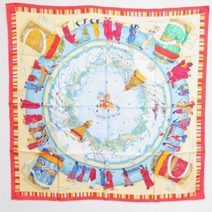 HERMES Schal Carre 90 PRIERES AU VENT Gebet im Wind gelb rot Seide - Bild 1 von 10