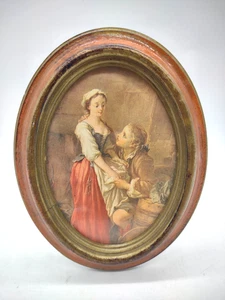 Vintage italienischer viktorianischer Stil Druck in vergoldetem Gold 6,5" ovaler Bilderrahmen - Bild 1 von 6