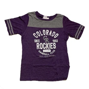 Womens Colorado Rockies Two-tone T-Shirt MLB NEW Purple Gray LG - Picture 1 of 2