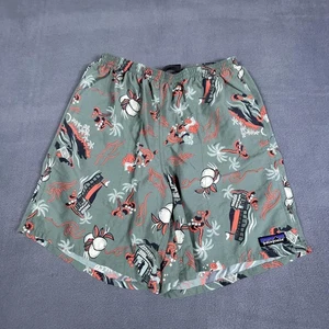 Patagonia Baggies Shorts Mens Small Green Tropical Print Nylon Swim Trunks Surf - Picture 1 of 14