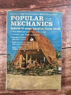 Vintage Popular Mechanics Magazine April 1966 ~ Special Vacation Home Issue - Image 1 of 4