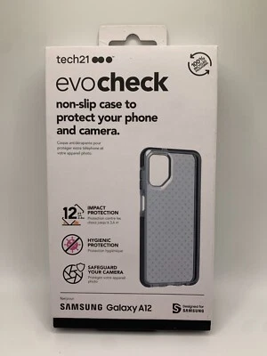 Samsung Galaxy A12 Tech21 Evo Check Non-Slip Impact Case - Smokey Black  - Image 1 of 4