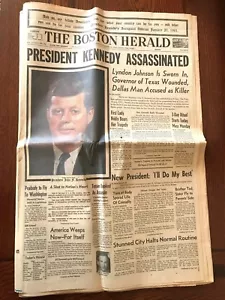 BOSTON HERALD NOV 23 1963 KENNEDY ASSASSINATION FULL PAPER 32 PAGES RARE - Picture 1 of 8