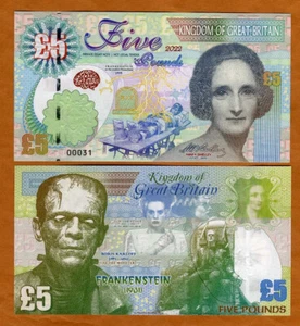 Gran Bretaña, 5 libras, 2024, Kamberra Mary Shelley, Frankenstein Monster - Imagen 1 de 1