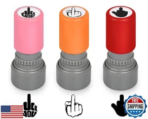DS. DISTINCTIVE STYLE Funny Stamps Set of 3 Styles Middle Finger Self-Inking - Picture 1 of 5