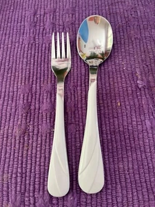 Fiestaware Flatware Swirl Small Fork and Large Spoon in White - Picture 1 of 2