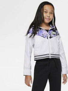 NikeSportswear Wind Runner Big Girl's Graphic Jacket WHITE SIZE L CU8204-100 - Picture 1 of 4