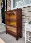 Antique Weis Stacking Oak 3 Section Barrister Lawyer's Book Case
