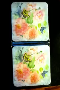 Menge 2 Untersetzer ROSA Mohnblumen mit Schmetterling Sehr guter Erhaltungszustand Veteranen ausländischer Kriege - Bild 1 von 2