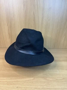 Accessorize Fedora Hat 100% Wool Size M/L Black - Picture 1 of 6