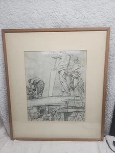Sir Frank William Brangwyn Study For The Saws Etching Framed Print - Picture 1 of 8