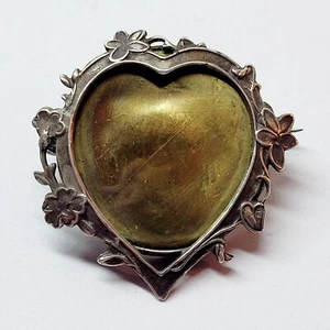 01K20 MAGNIFIQUE BROCHE BIJOU ANCIEN PORTE PHOTO EN ARGENT MASSIF COEUR 1900 - Imagen 1 de 9