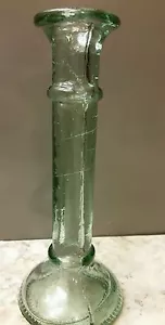 Portavelas cónicas de vidrio soplado a mano verde de colección estilo náutico estilo espiral - Imagen 1 de 4