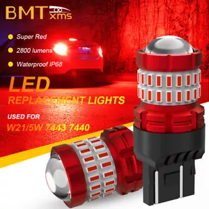 7443 7440 7444 Led Bright Red Brake Light Tail Light Parking Light Bulbs Canbus - Picture 1 of 13