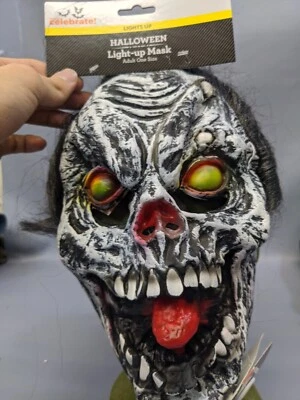 NWT Light Up Zombie Skull Unisex Mask. One Size Fits All. - Image 1 of 4