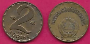 HUNGARY 2 FORINT 1979-BP VF-XF HUNGARIAN SOCIALIST COAT OF ARMS WITH INSCRPTION - Picture 1 of 1