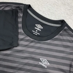 Umbro Athletic Shirt Men M/L Gray / Black Stripe Wicking Performance Workout Gym - Picture 1 of 11