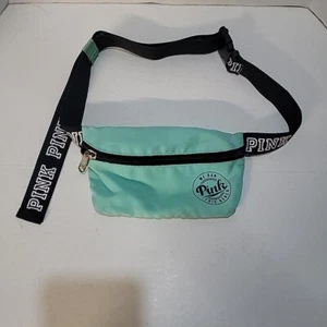 Victorias Secret Pink Womens Fanny Pack Waist Belt Aqua Blue We Run This Beach - Picture 1 of 3