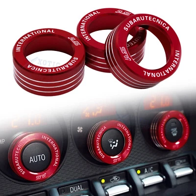 Red Control AC Knob Volume Cover Trim Ring Fit Subaru BRZ Scion FRS FT86 2013-up Foto 1 de 4