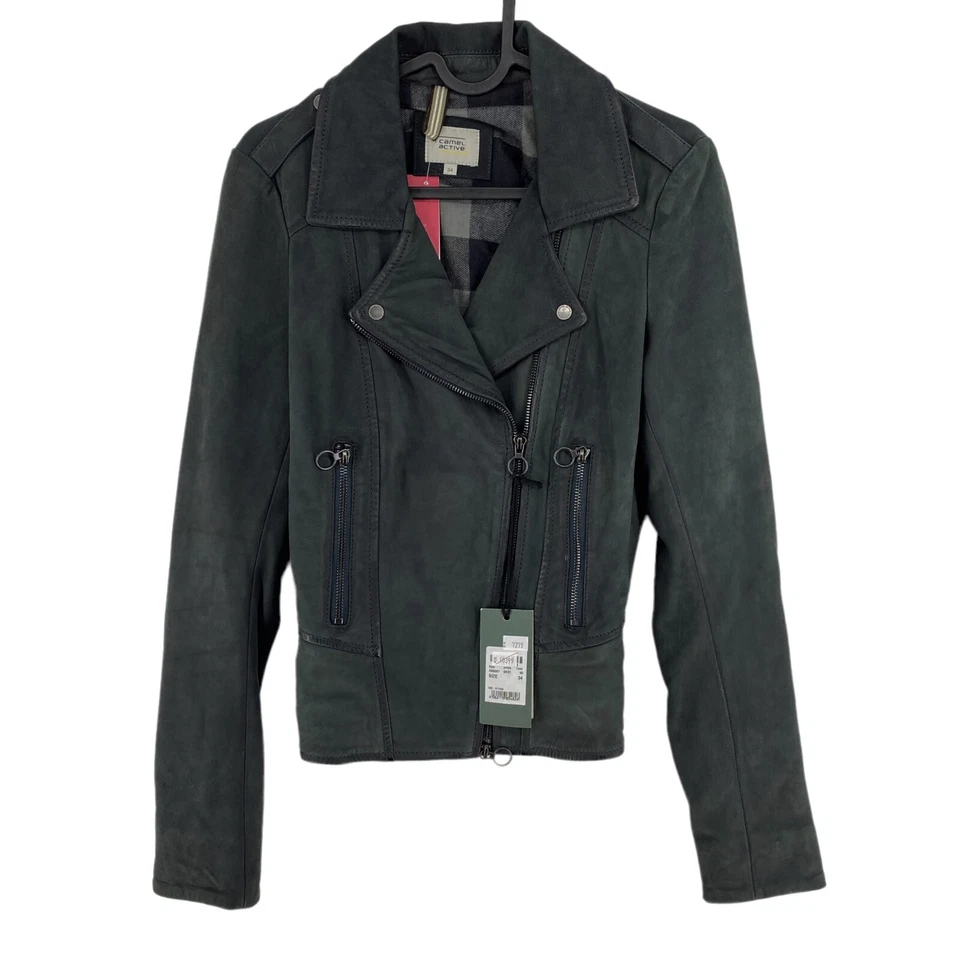 Camel Active Gris Oscuro Cuero Chaqueta Estilo Motero Talla Eu 34 GB 6 Ee. Uu. 4 - Imagen 1 de 4