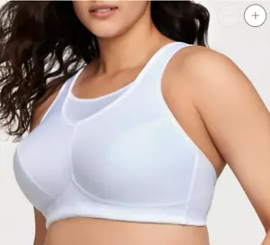 NEW GLAMORISE NO BOUNCE CAMISOLE SPORTS BRA Wireless Style 1103 WHITE 48DD - Picture 1 of 3