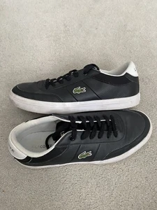 Scarpe da ginnastica uomo ragazzo più grande Lacoste nere con blu UK taglia 4 EU 37 scarpe - Foto 1 di 8