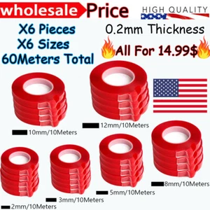 60M RED Film 3M Transparent DOUBLE SIDED STICKY ADHESIVE TAPE Cell Phone Repair - Picture 1 of 5
