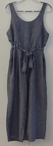 St Tropez West Womens Linen Cropped Wide Leg Jumpsuit Pockets Size 12 Beach - Imagen 1 de 4