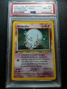 Pokemon PSA 8 1st Edition Neo Discovery Wobbuffet Holo Rare (16/75) NM-MINT - Picture 1 of 2