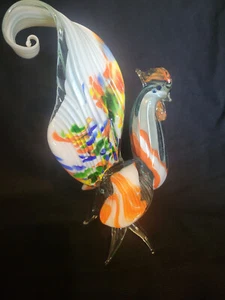 Vintage Hand Blown Glass Chicken (10.5" Tall) - Picture 1 of 4
