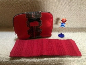 M&S red beauty/make up bag with lip gloss, nail polish, nail buffer/board & cat - Picture 1 of 7