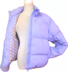BT21 WINTER PADDING JACKET PURPLE PUFFER WHITE DOWN JACKET COAT WATER RESIST~M - Picture 1 of 15