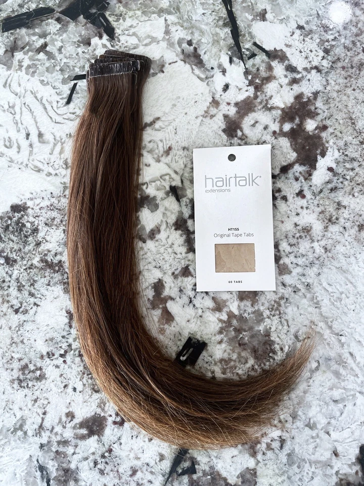 Extensiones de cabello HairTalk de 40 piezas de cinta en Hotheads 17” #5 marrón oscuro humano Foto 1 de 1