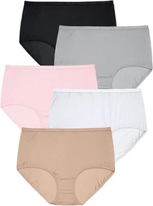 NWOT Assorted Comfort Choice 5 Pair Pack Nylon Brief Panties - Picture 1 of 1